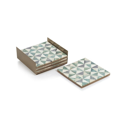 Four Martinez Bone Coasters w/Brass Tray - Coasters by Carlyle Avenue
