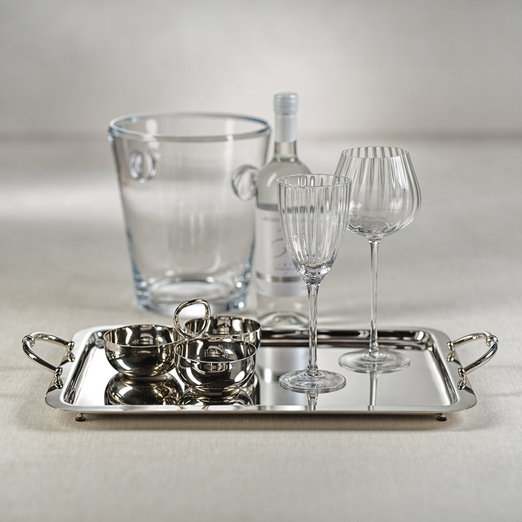 Manetta Steel & Brass Tray - Polished Nickel - Trays by Carlyle Avenue