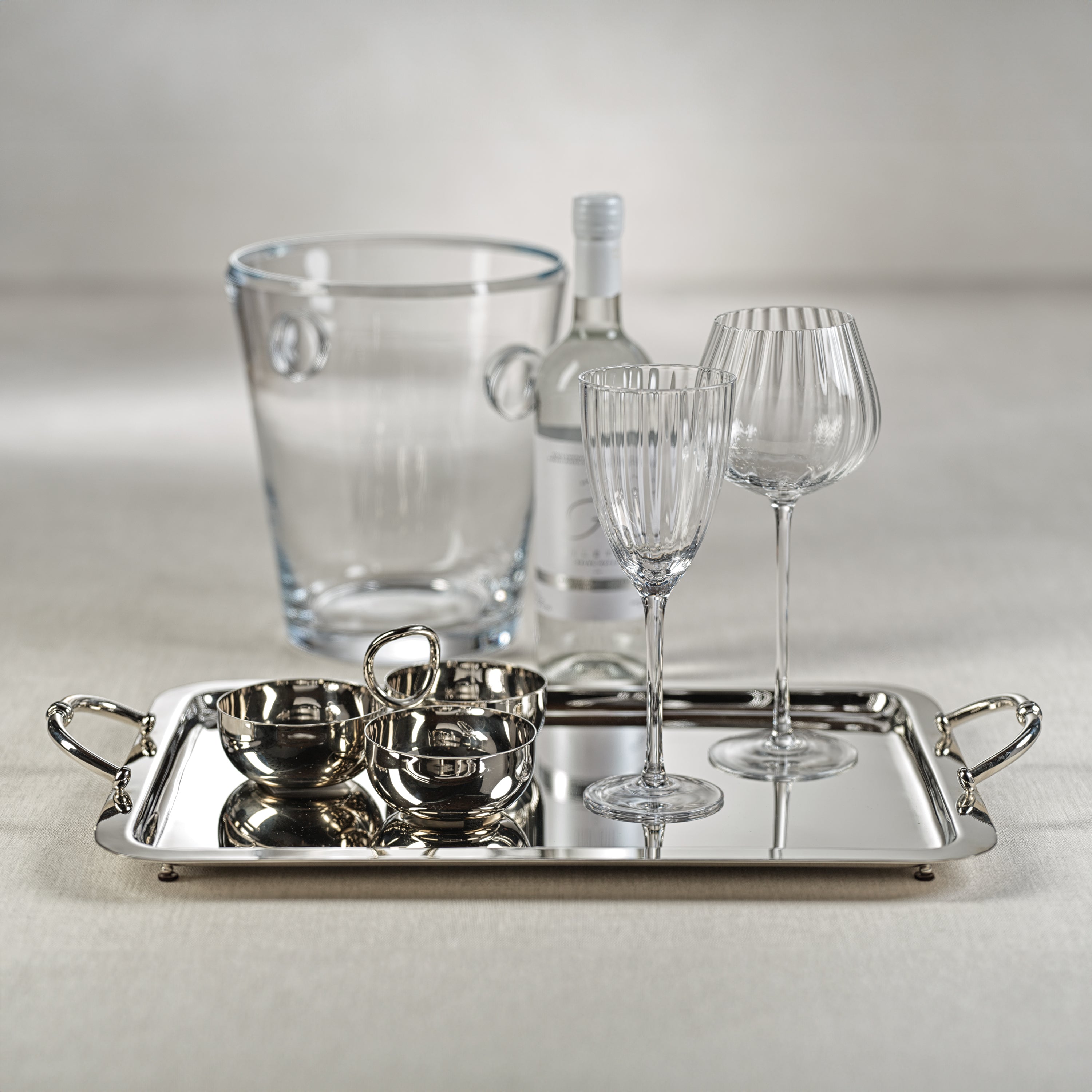 Manetta Steel & Brass Tray - Polished Nickel - Trays by Carlyle Avenue