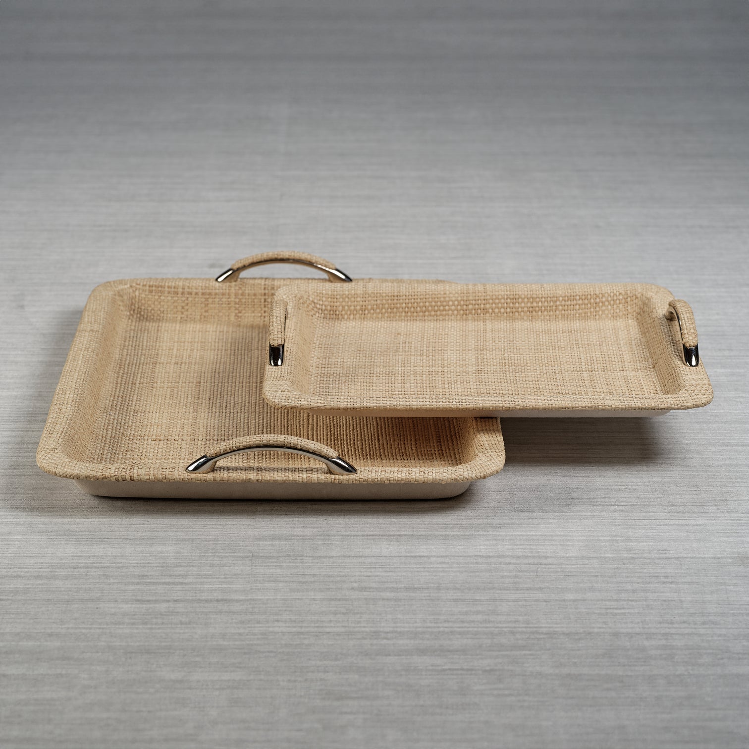 Airelles Raffia and Chambray Serving Tray