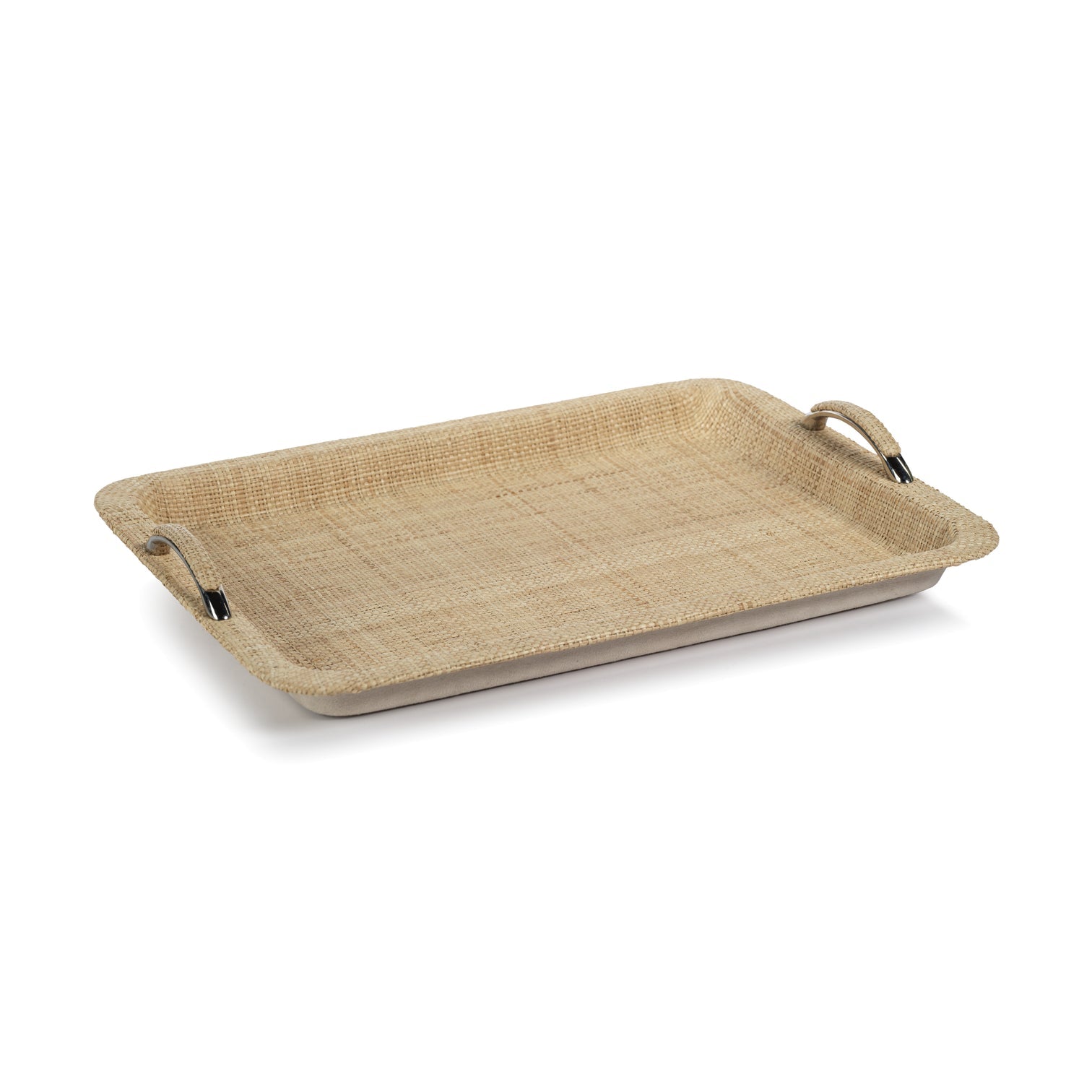 Airelles Raffia and Chambray Serving Tray