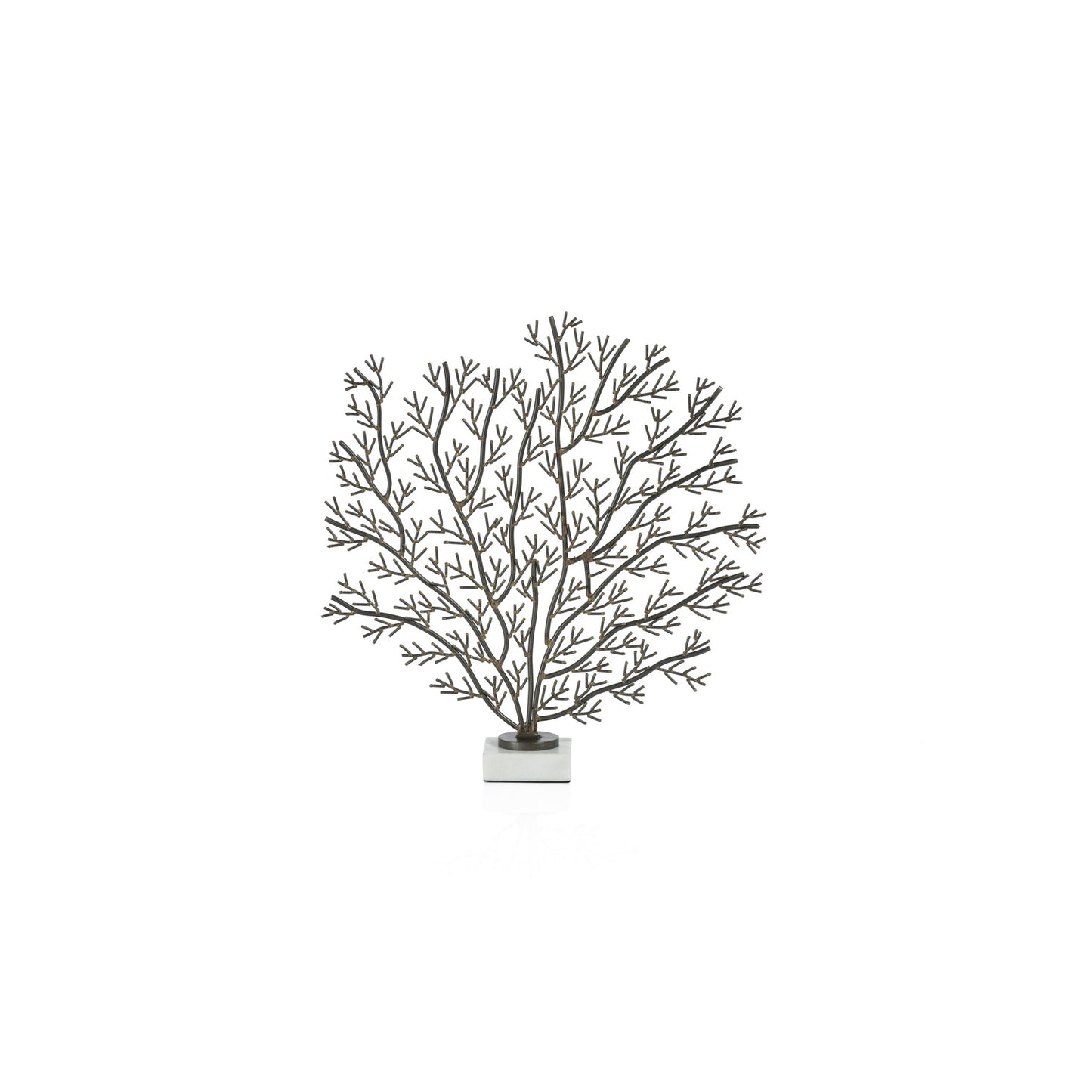 Coral Branch Metal Sculpture on Marble Base