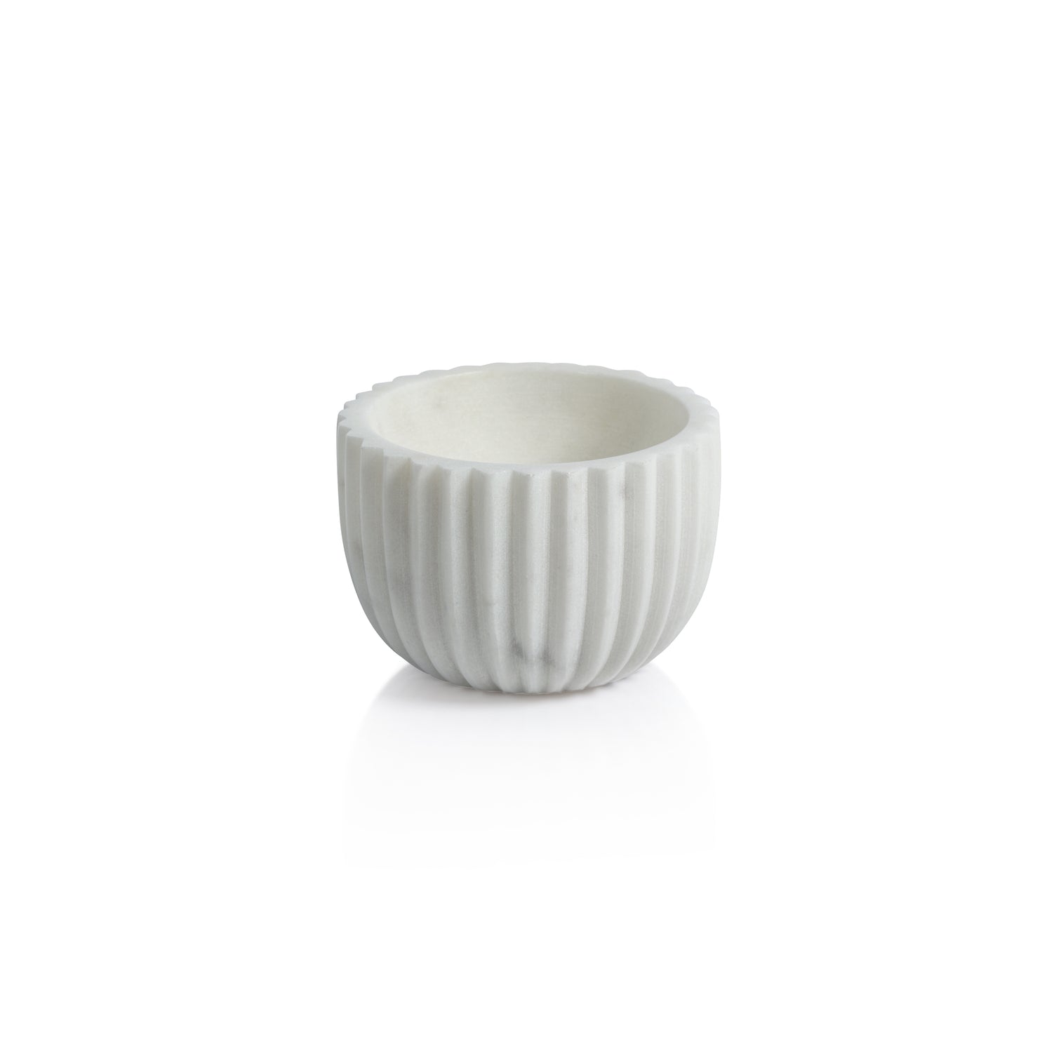 Ribbed Marble Bowl - White