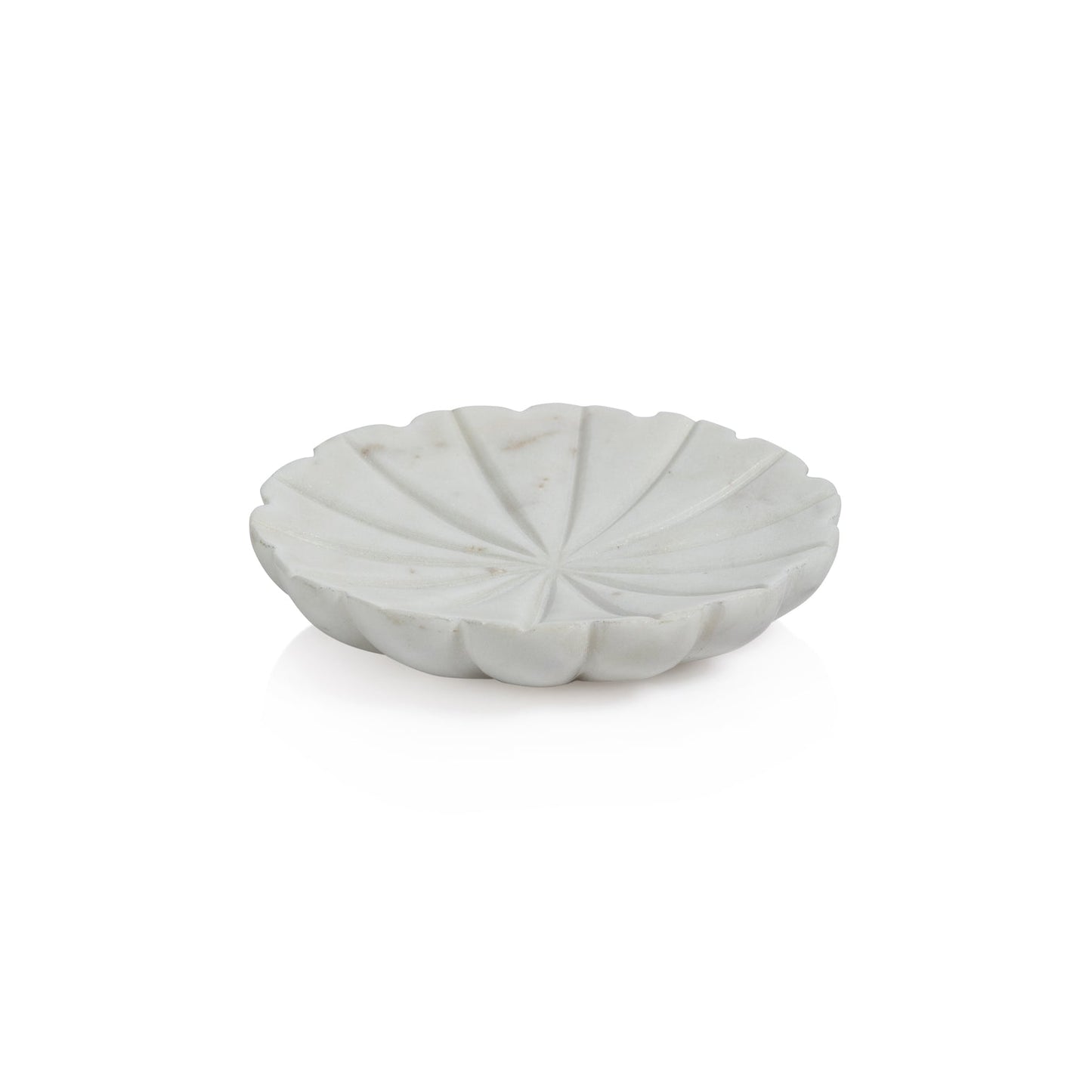 Flower Marble Dish - White