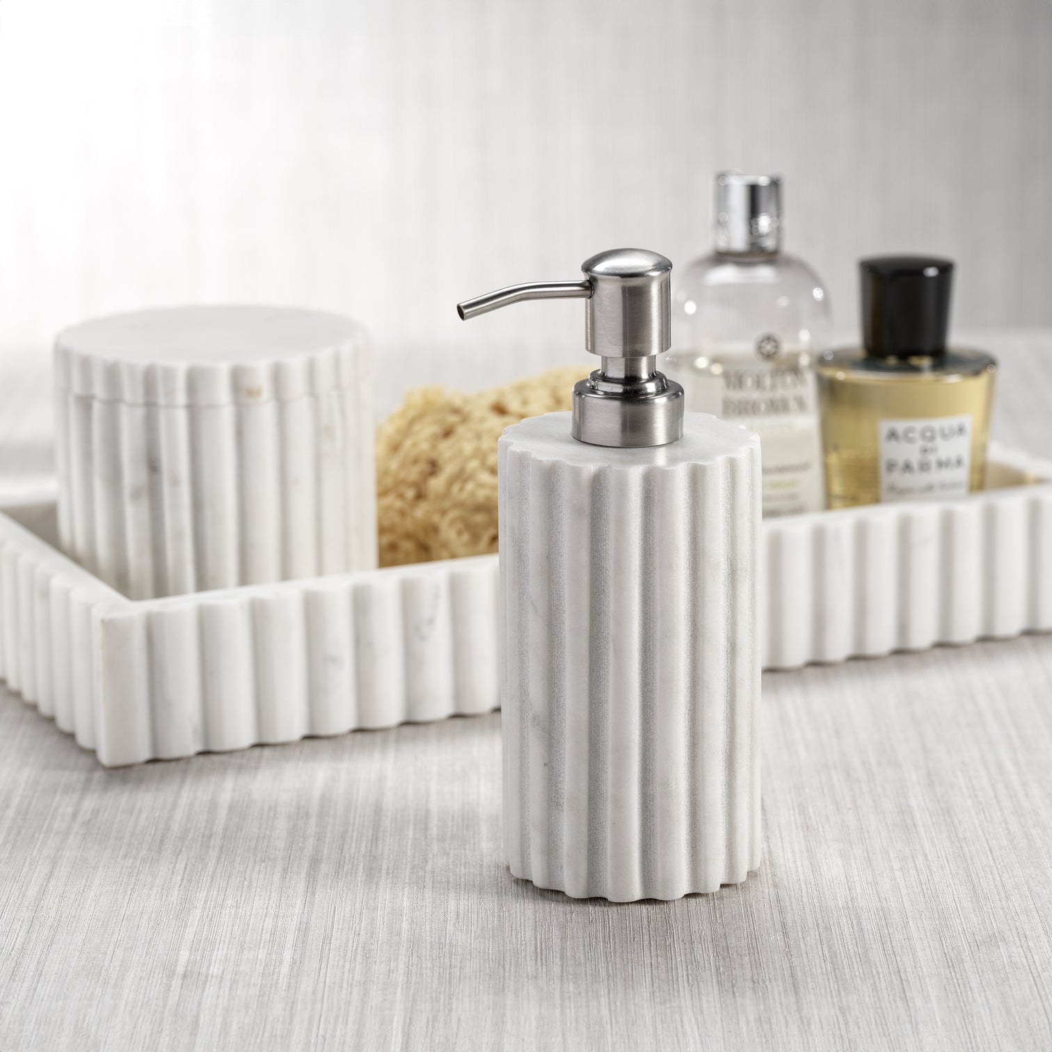 Camogli Fluted White Marble Soap / Lotion Dispenser