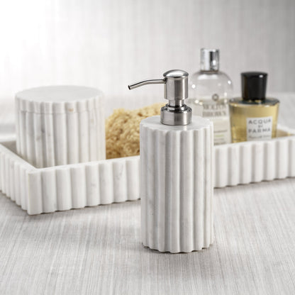 Camogli Fluted White Marble Soap / Lotion Dispenser - Soap Dispenser by Carlyle Avenue