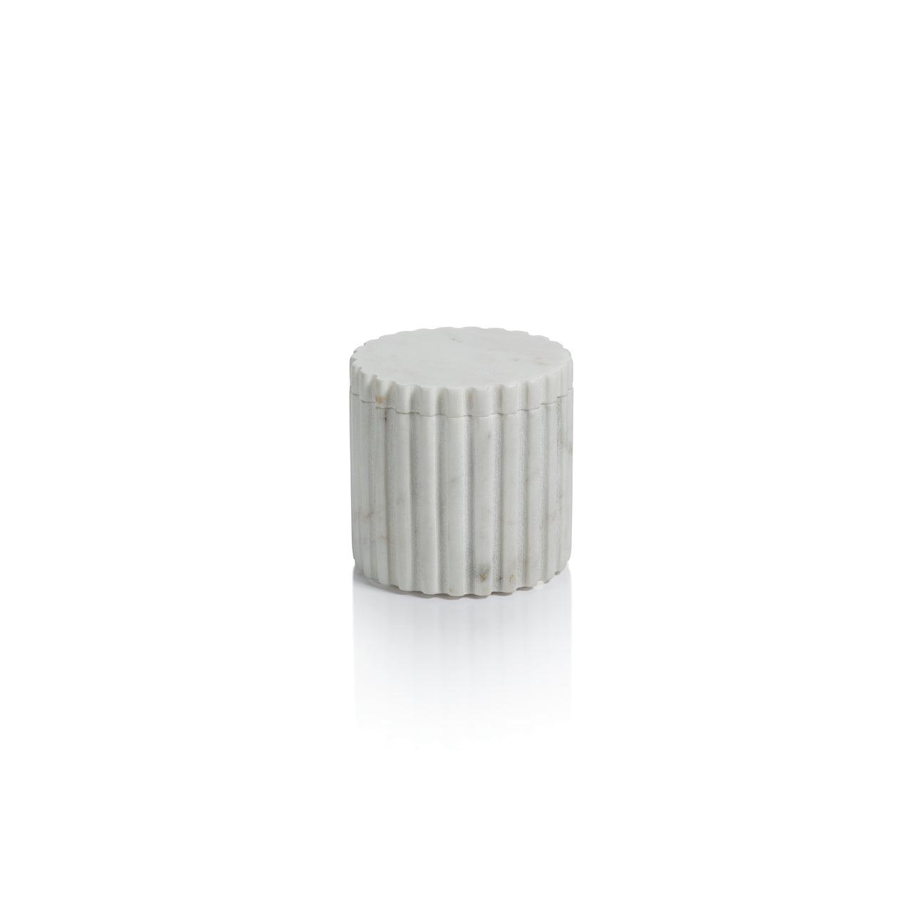 Camogli Fluted White Marble Canister with Lid