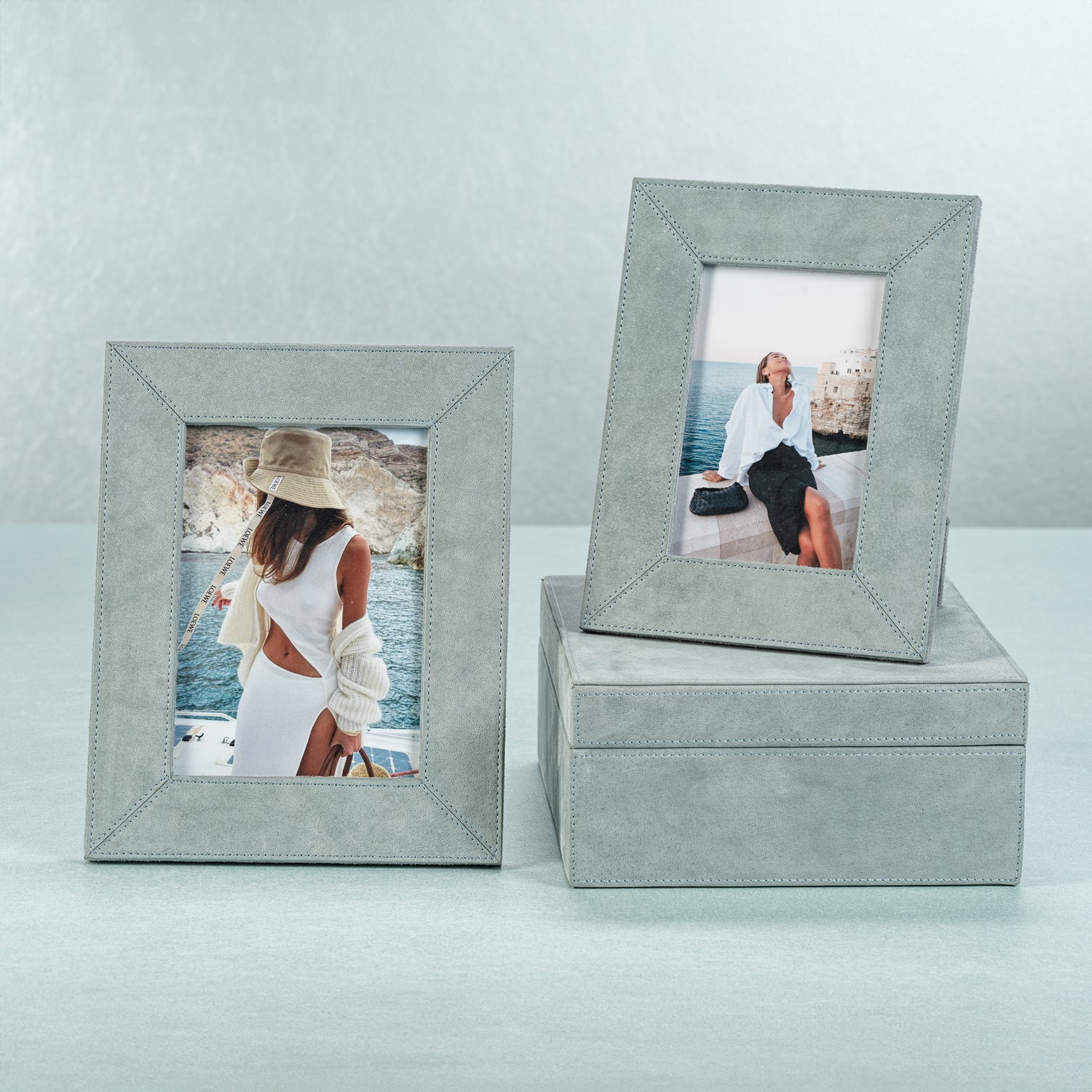 Suede Photo Frame - Cote D'Azur Blue