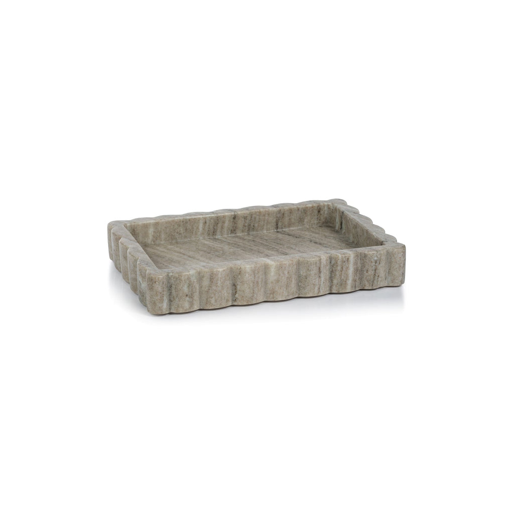 Intricate Scallop Marble Tray - Small - Tray by Carlyle Avenue