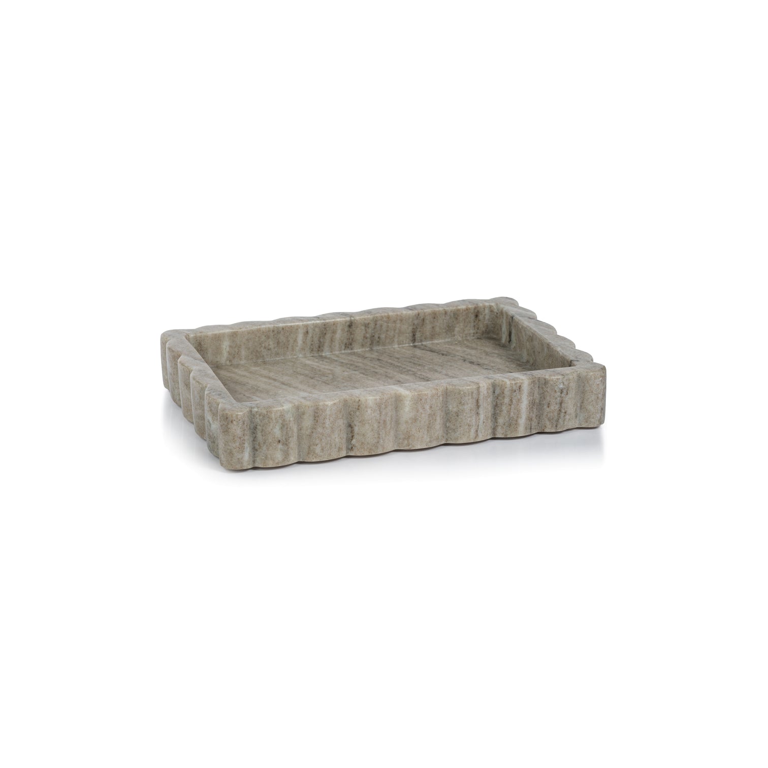 Intricate Scallop Marble Tray - Small - Tray by Carlyle Avenue