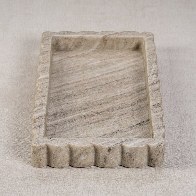 Intricate Scallop Marble Tray - Large - Tray by Carlyle Avenue