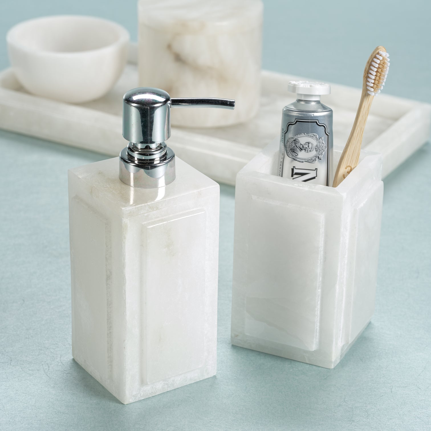 Côte d'Azur Alabaster Vanity Collection - Decorative Accessories by Carlyle Avenue