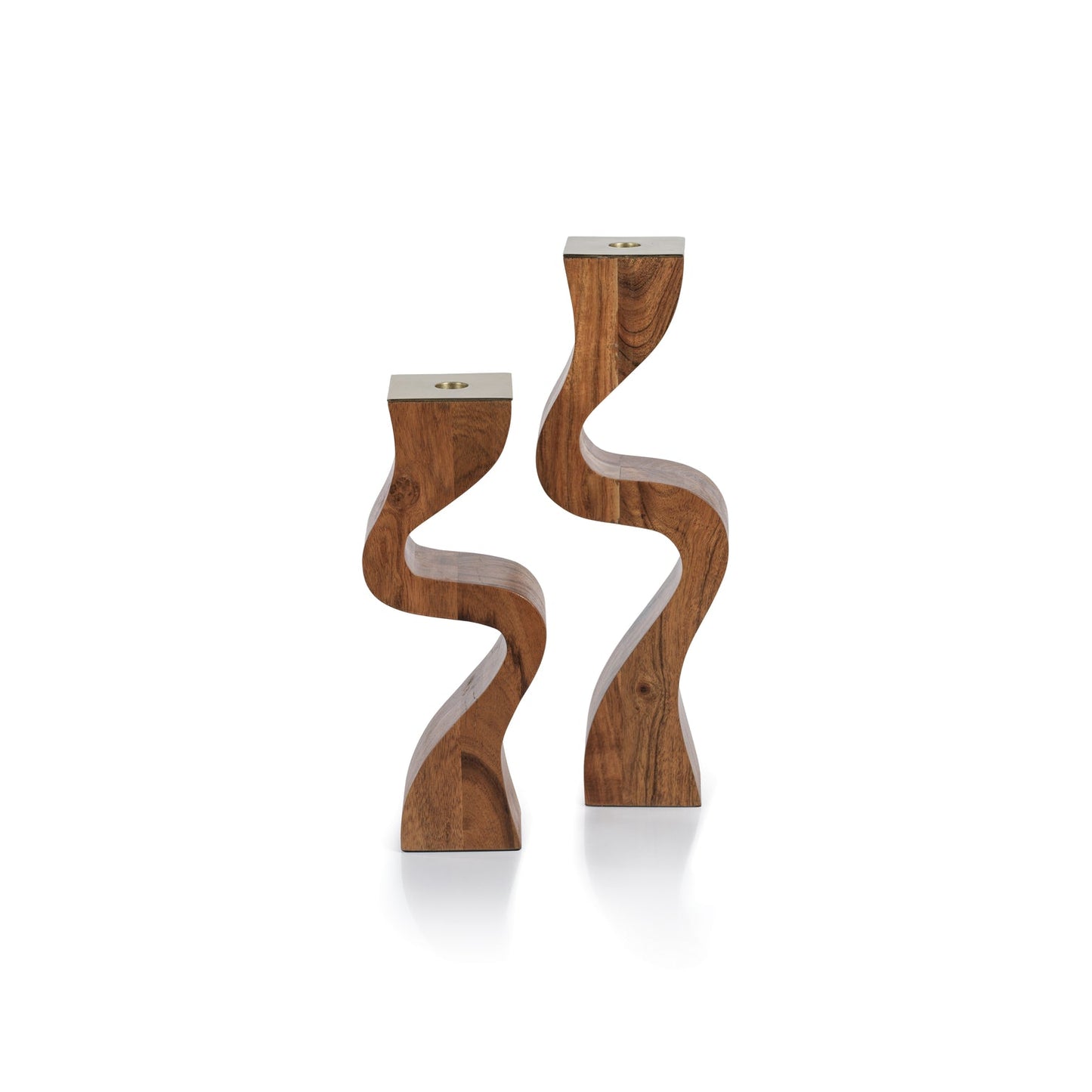 Wavy Acacia Wood Taper Holder