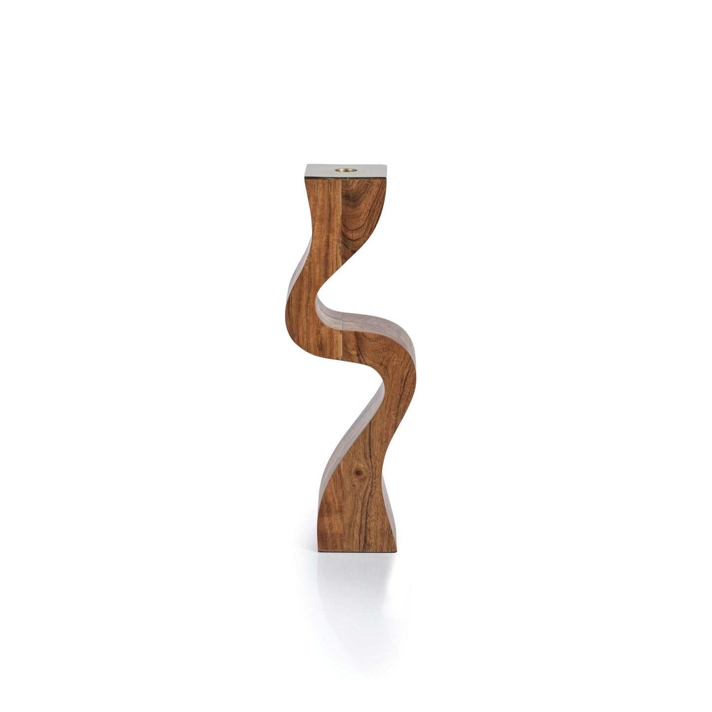 Wavy Acacia Wood Taper Holder