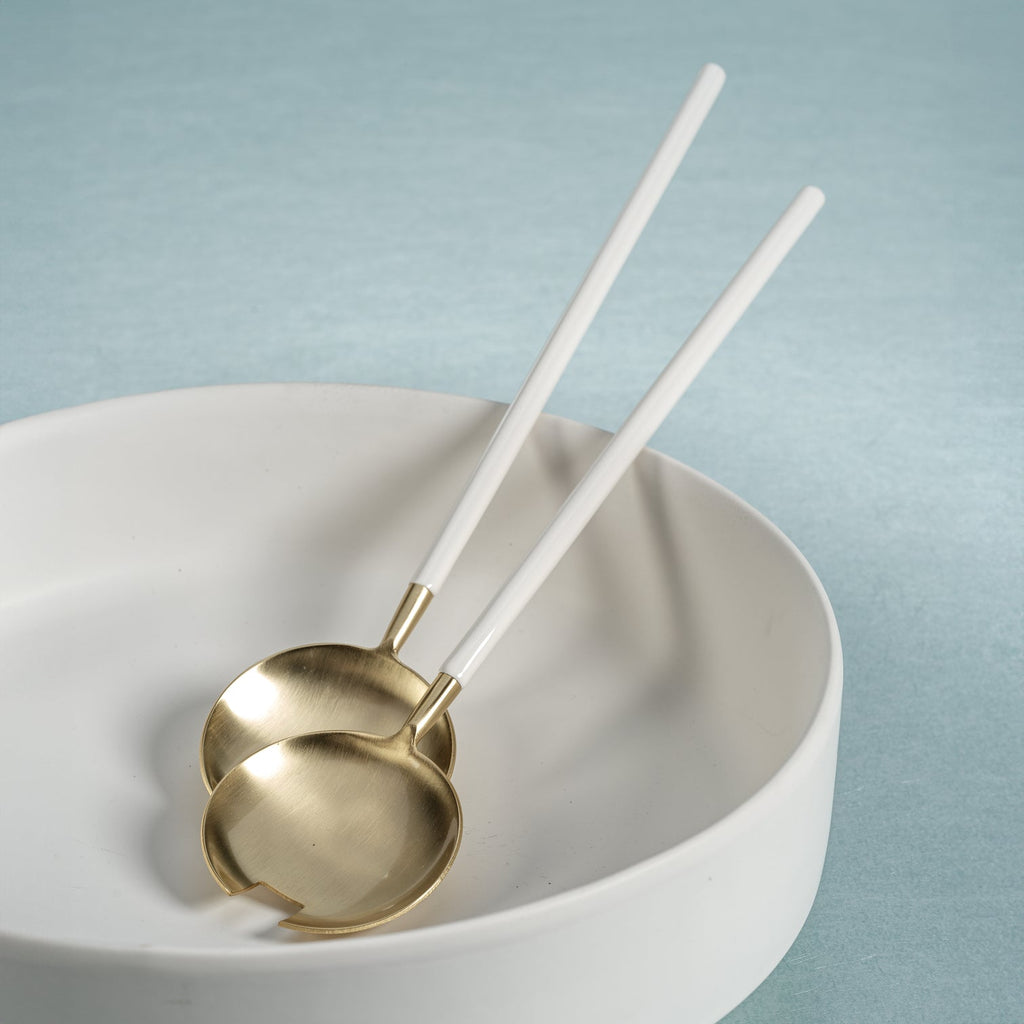 Villefranche Server Set - Gold with White Enamel - Serveware by Carlyle Avenue