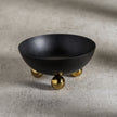 Black Condiment Bowls with Gold Feet, Set of 2