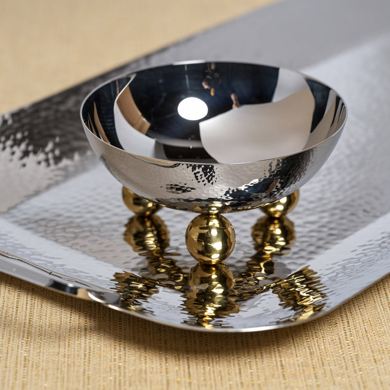 Polished Nickel Condiment Bowl with Gold Feet, Set of 2 - Decorative Bowls by Carlyle Avenue