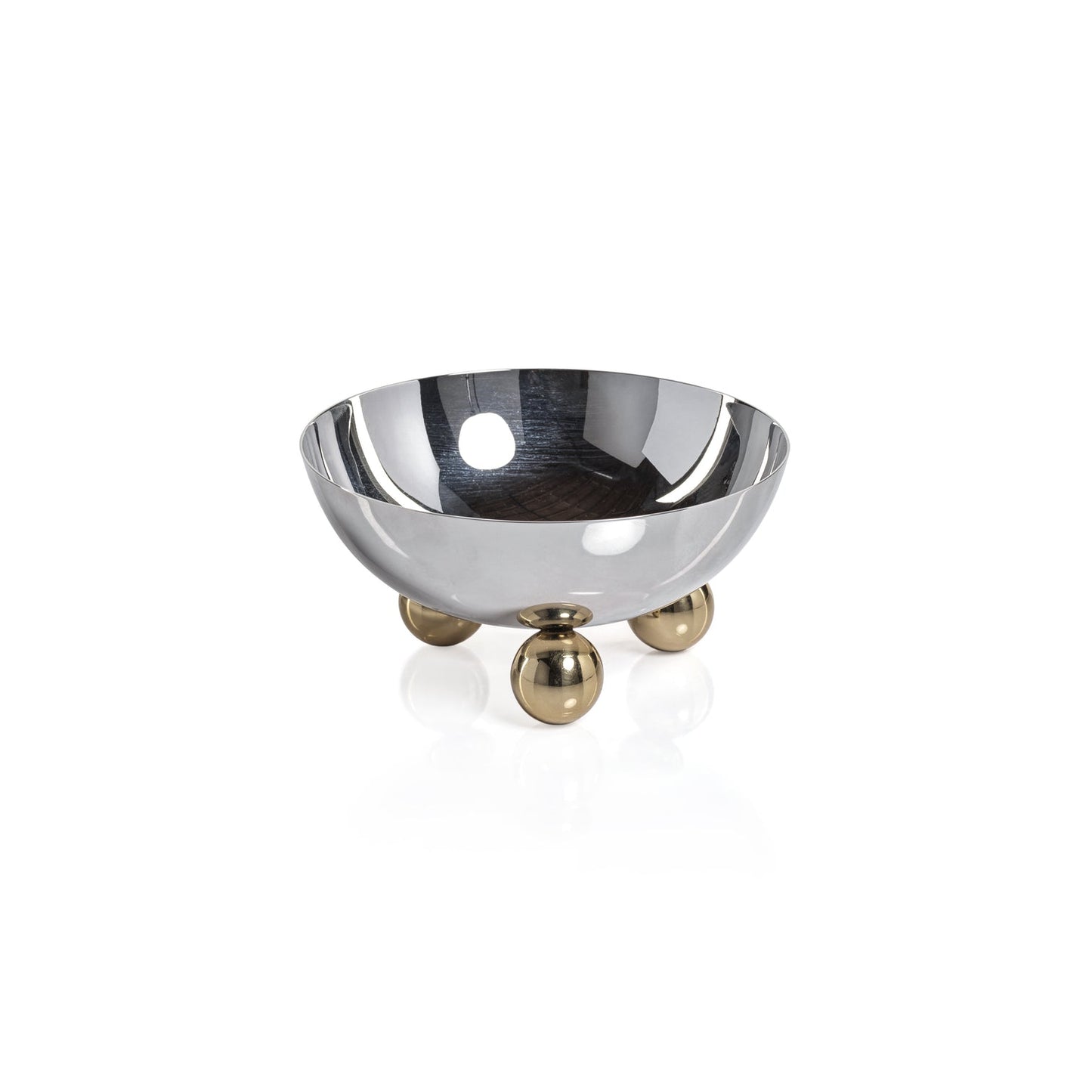 Condiment Bowl - Polished Nickel with Gold Feet