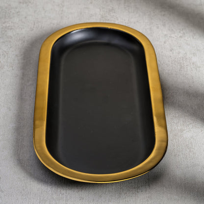 Black with Gold Border Oval Tray - Tray by Carlyle Avenue