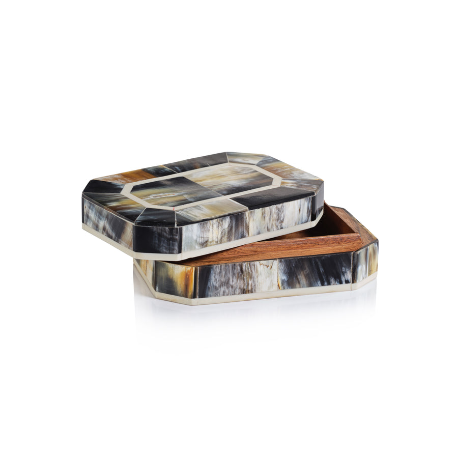 Corviglia Black Horn Box with Ivory Trim - Boxes by Carlyle Avenue
