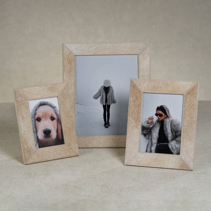 Corviglia Hair-On Hide Leather Photo Frame - Tan - Picture Frames by Carlyle Avenue