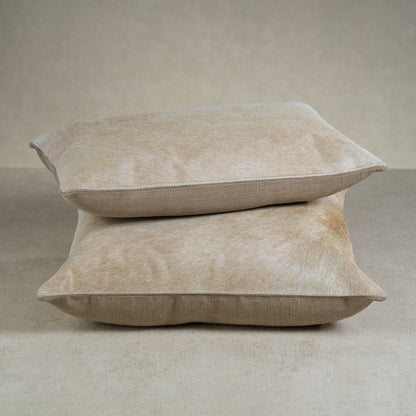 Corviglia Hair On Hide Leather Throw Pillow - Tan