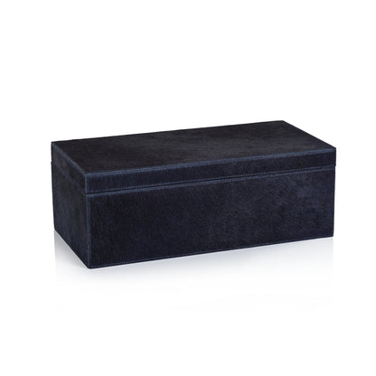 Corviglia Hair-On Hide Leather Box - Navy - Boxes by Carlyle Avenue