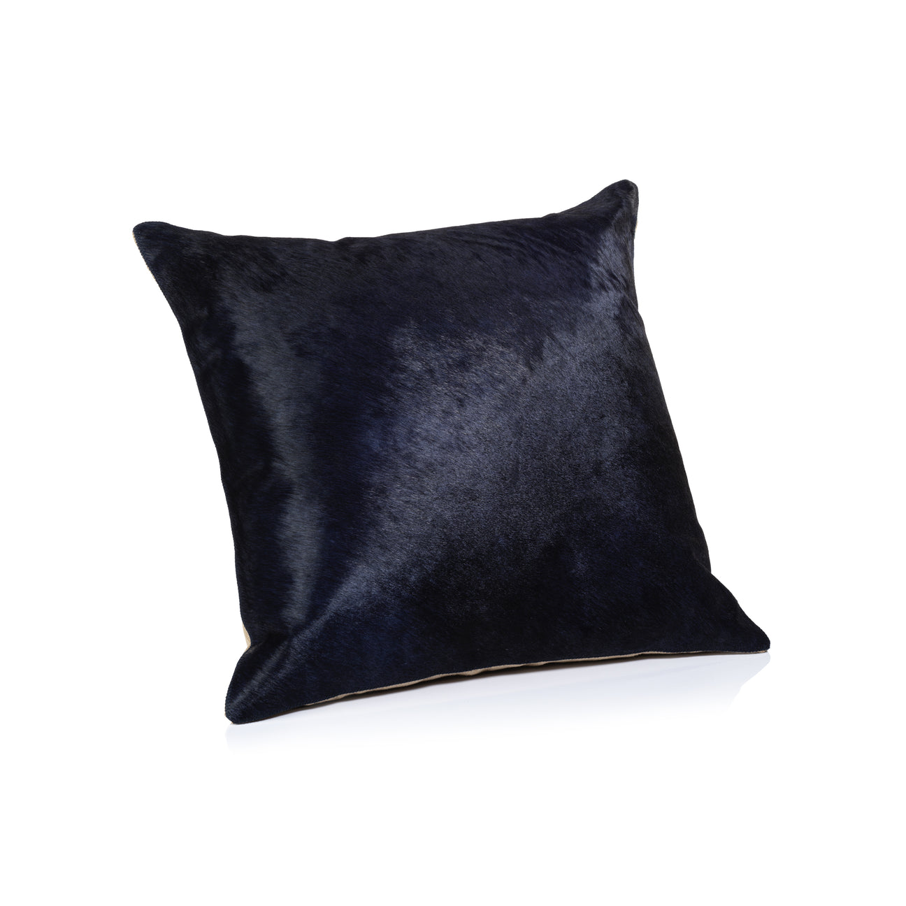 Corviglia Hair-On-Hide Leather Throw Pillow - Navy