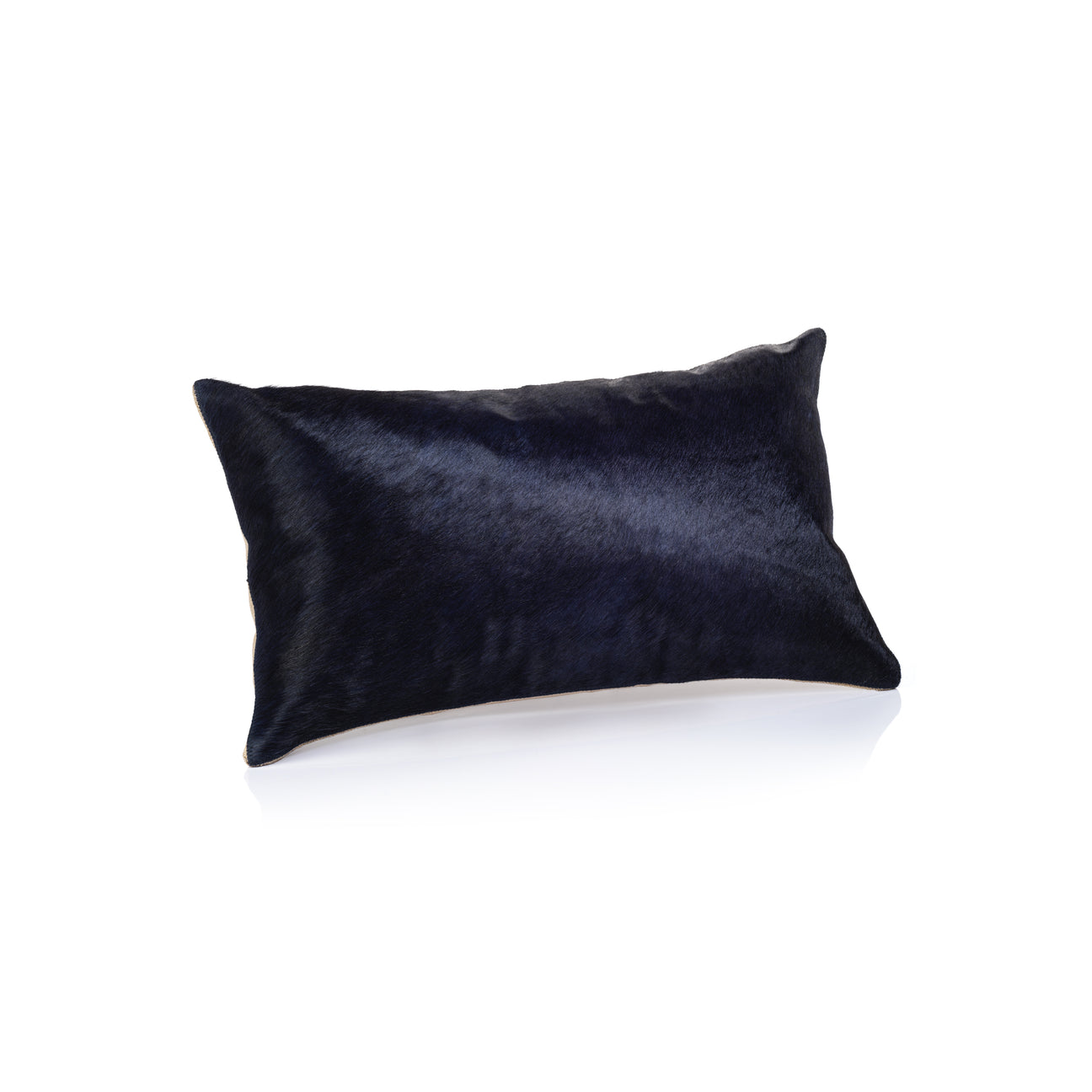Corviglia Hair On Hide Leather Throw Pillow - Navy