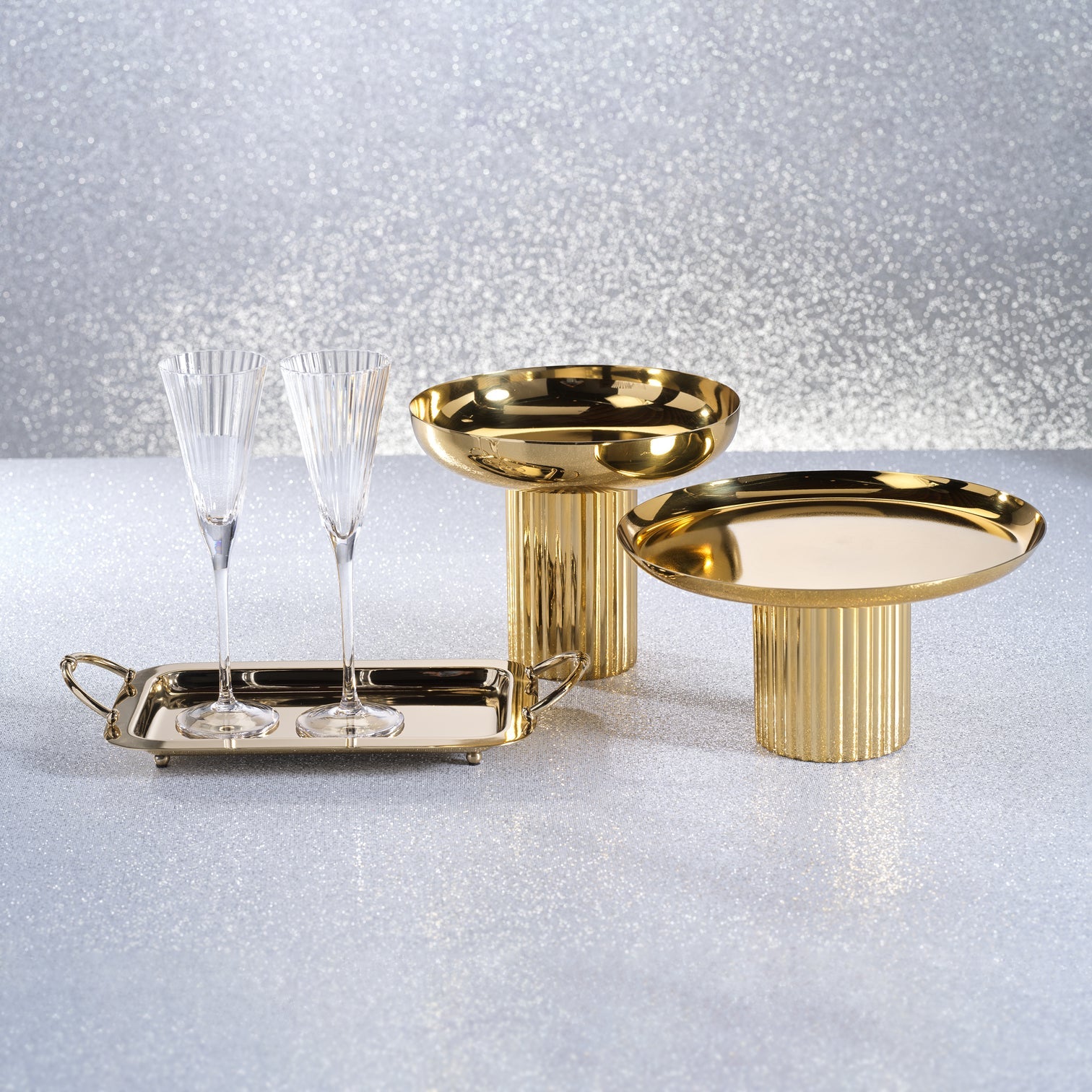 Footed Tray - Polished Gold - Decorative Trays by Carlyle Avenue