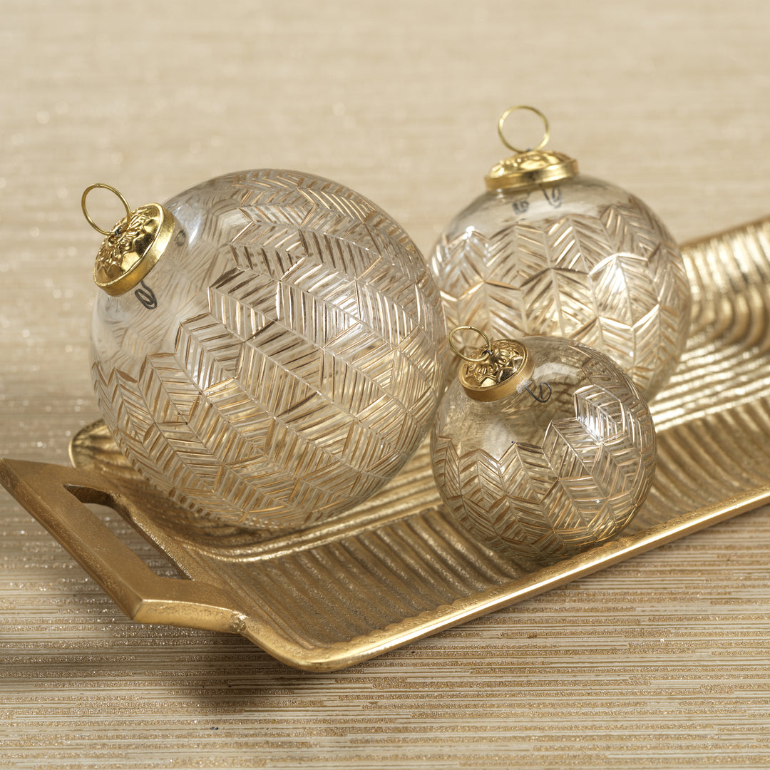 Golden Echoes Pattern Glass Ornament - Gold