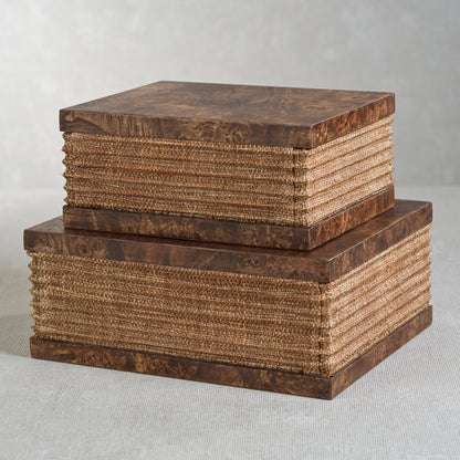 Rosso Burlwood and Raffia Box - Decorative Accessories by Carlyle Avenue