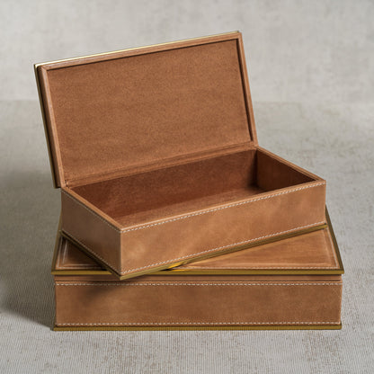 Ampezzo Leather Box with Brass Trim - Decorative Accessories by Carlyle Avenue