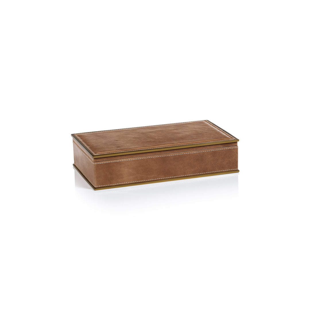 Ampezzo Leather Box with Brass Trim - Decorative Accessories by Carlyle Avenue