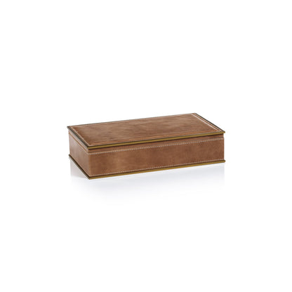Ampezzo Leather Box with Brass Trim - Decorative Accessories by Carlyle Avenue