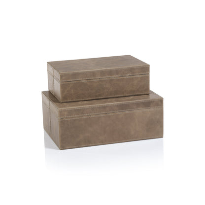 Bellecôte Box - Taupe Leather - Decorative Accessories by Carlyle Avenue
