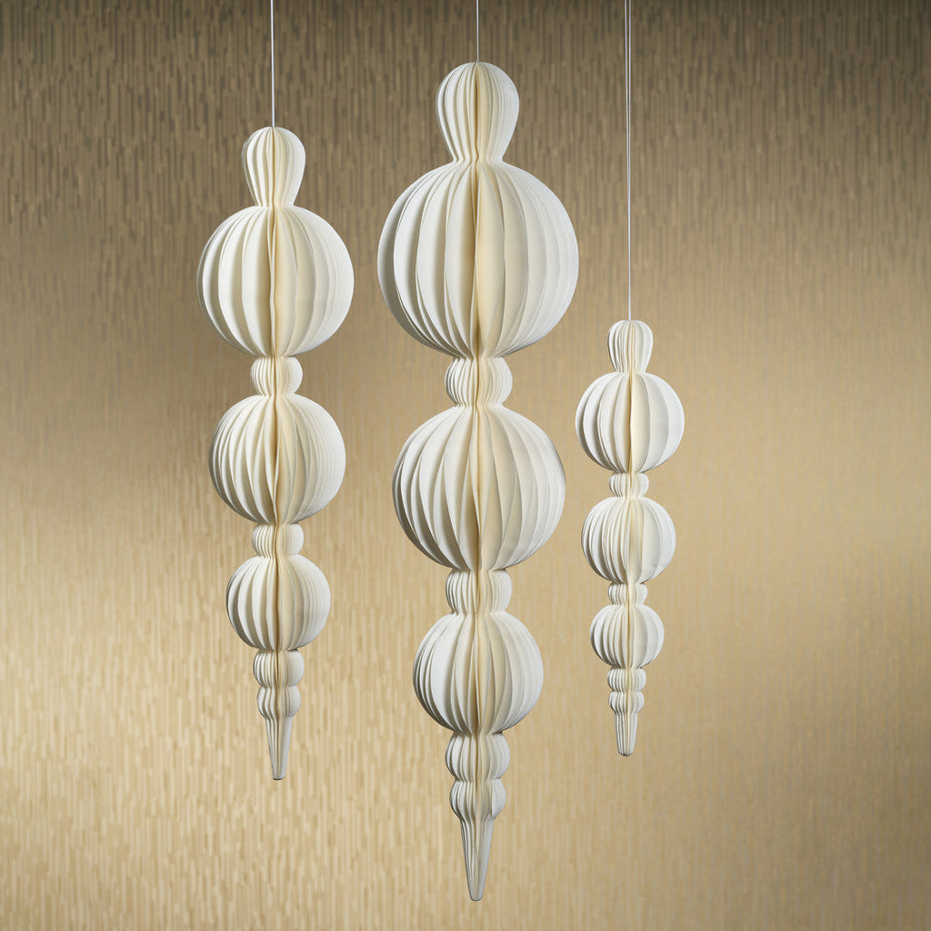 Wish Paper Triple Ball Finial Pendant - Holiday Ornaments by Carlyle Avenue