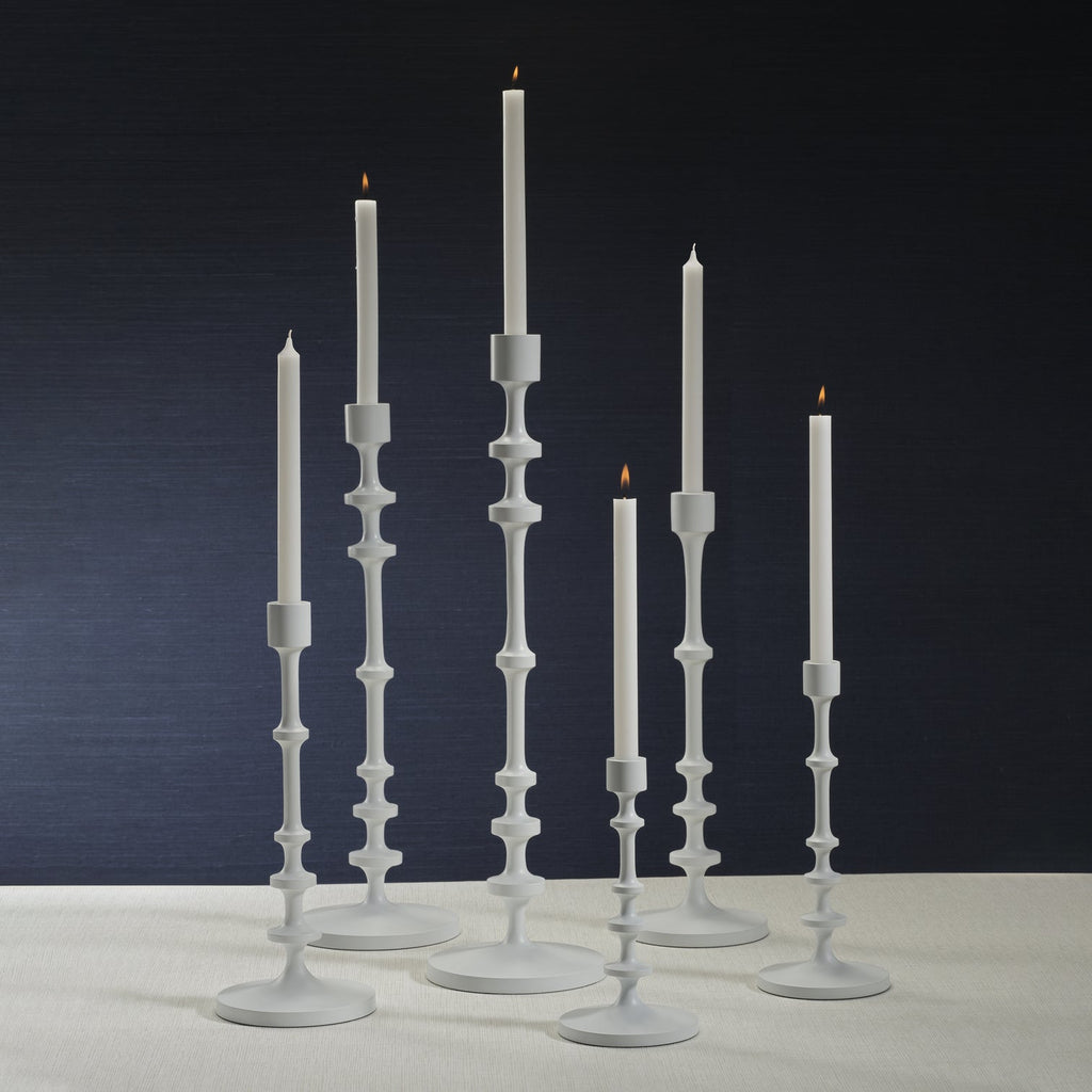 Lilou Matt White Metal Taper Holder - Candle Holders by Carlyle Avenue