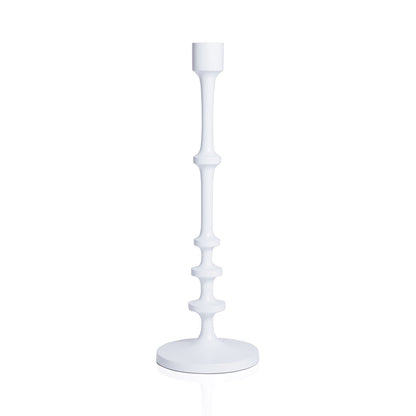 Lilou Matt White Metal Taper Holder - Candle Holders by Carlyle Avenue