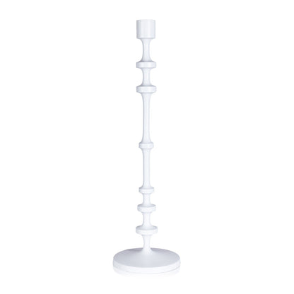 Lilou Matt White Metal Taper Holder - Candle Holders by Carlyle Avenue