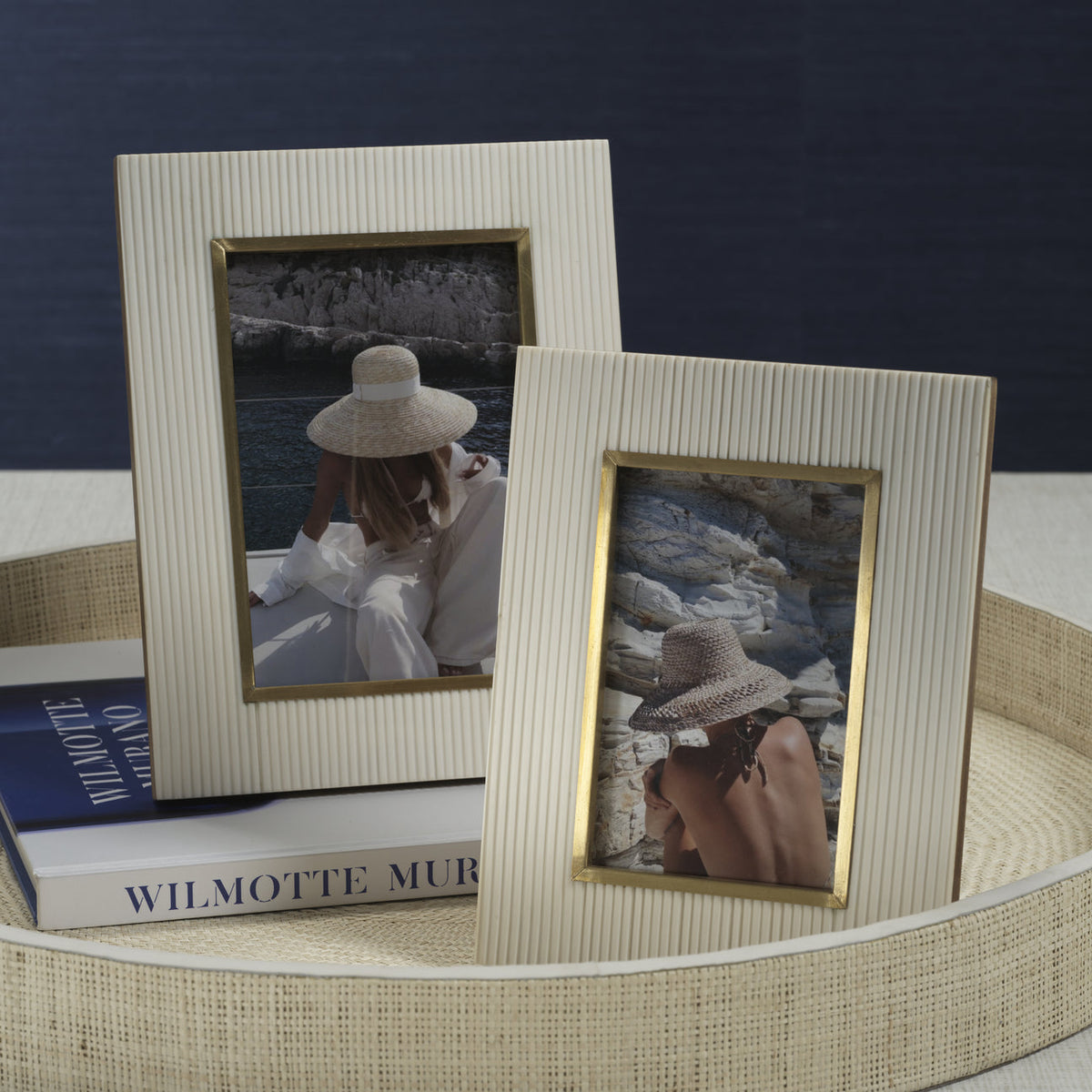 Inside Frameborder Bossa Ribbed White Resin Photo Frame with Brass Inside Border – CARLYLE ...