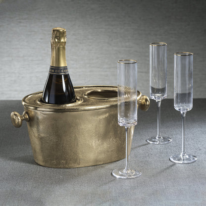 Raw Aluminum Two Bottle Wine Holder - Gold - Barware by Carlyle Avenue