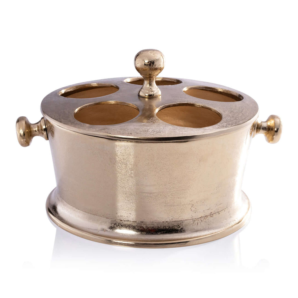 Raw Aluminum Five Bottle Wine Holder - Gold - Barware by Carlyle Avenue