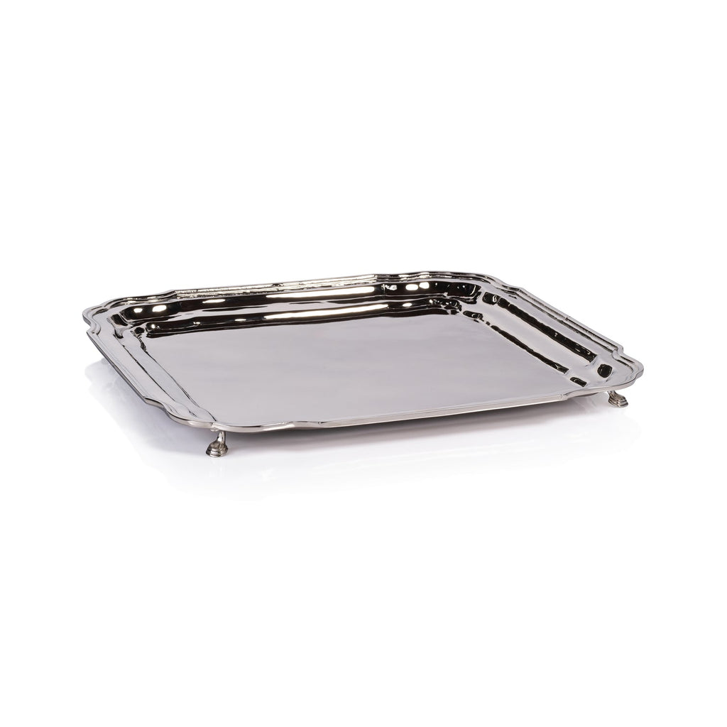 Alsace Elegant Brass Tray - Polished Nickel - Decorative Trays by Carlyle Avenue