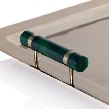 Spiga Serving Bar Tray - Gold & Green - Barware by Carlyle Avenue