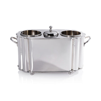 Alsace Brass Two-Bottle Wine Cooler - Polished Nickel - Barware by Carlyle Avenue