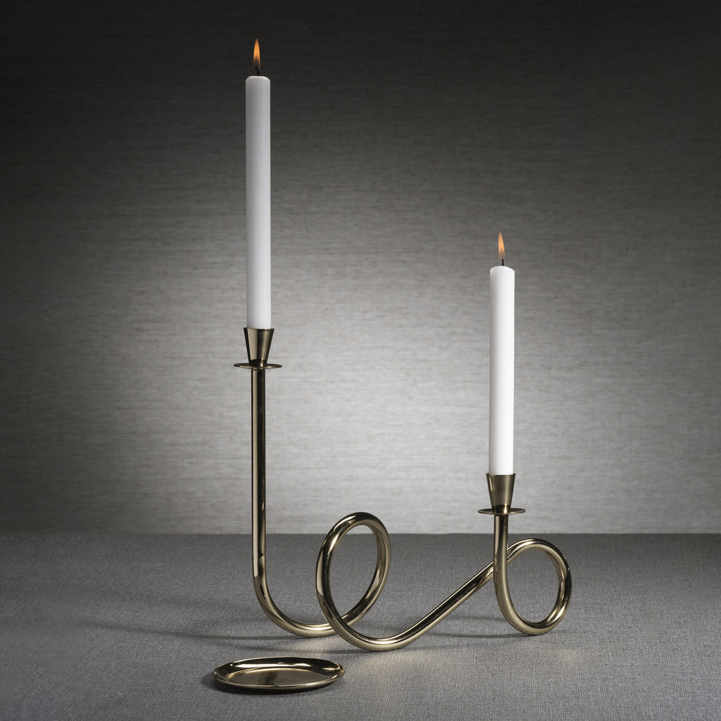 Breda 2-Tier Brass Candle Holder, Polished Gold - Candle Holders by Carlyle Avenue