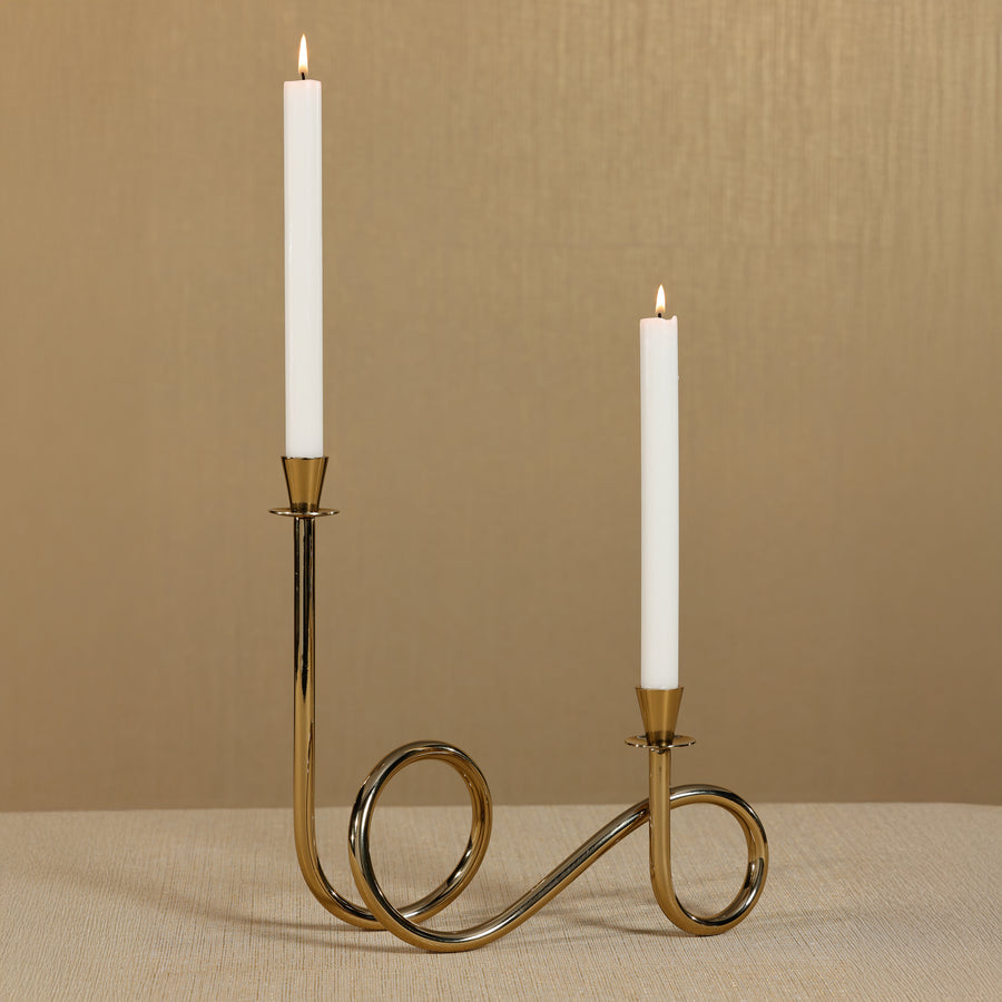 Breda 2-Tier Brass Candle Holder, Polished Gold - Candle Holders by Carlyle Avenue