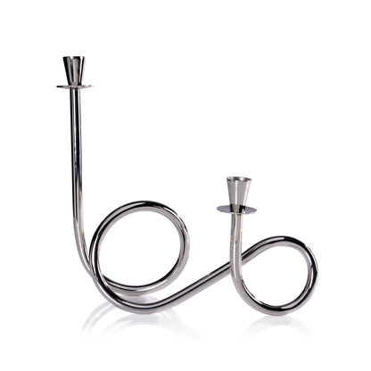 Breda 2-Tier Brass Candle Holder - Polished Nickel - Candle Holders by Carlyle Avenue