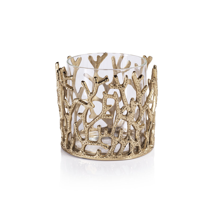 Coral Sea Brass Vase / Hurricane with Glass Insert - Candle Holders by Carlyle Avenue